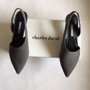 Charles David Gray Pointed Slingback Pumps